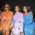 Jordyn Woods Twins With Her Mom and Sister in Sheer Outfits at Fashion Week
